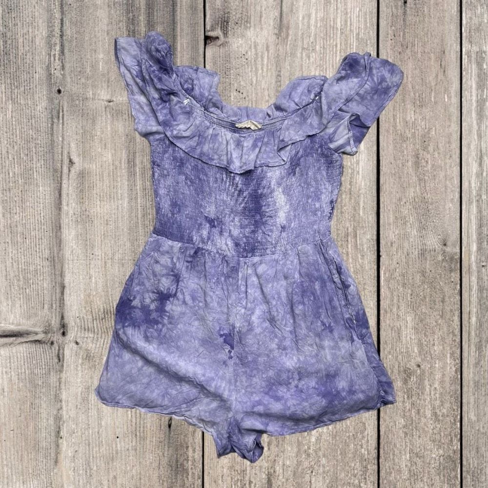 Altar'd State Blue Tie-Dye Ruffled Jumpsuit